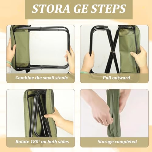 Collapsible Stool Folding Stool for Adults, Foldable Backpack Stool Portable Chair Heavy Duty Compact Travel Camping Stool with Storage Pocket, Portable Folding Seat for Fishing Hiking (Green, S) - color: Green, size: Small