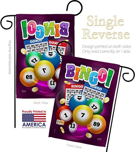 Bingo Garden Flag Set Wood Dowel Interests Game Bunco Night Dice Poker Hobbies Leisure Activity Small Decorative Gift Yard House Banner Made in USA 13 X 18.5