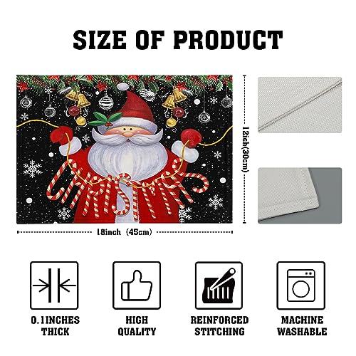 Christmas Placemats Set of 4, Funny Santa Claus Xmas Snowflake Table Mats Washable Heat Resistant Winter New Year Holiday Decor and Supplies for Home Party Kitchen Dining Table 12×18 Inches - color: Santa Claus