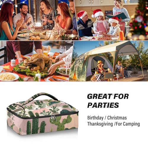 Casserole Carriers for Hot or Cold Food Reusable Casserole Dish Carrier Insulated Thermal Large Capacity Durable Perfect for Party Camping Family Gatherings Yellow Fish - color: Boho Cactus Mountains and Sun
