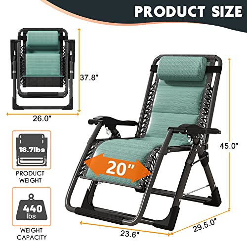 MOPHOTO Zero Gravity Chair, Outdoor Padded Lounge Chair with Side Table, Zero Gravity Recliner Chair, Outdoor Reclining Chair, Sturdy & Comfortable, Supports up to 440lbs - color: Pear Green, style: Zero Gravity Chair