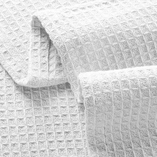 Glamburg 100% Cotton Thermal Bed Blanket, Breathable Waffle Blanket Queen Size, Soft For All Seasons, White - color: White, size: Queen (90"x90")