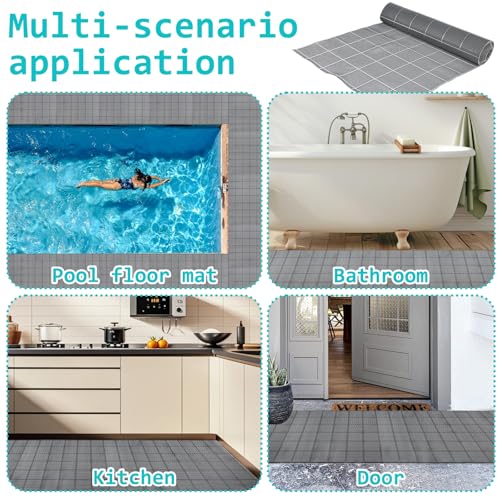 3 x 10FT Drainage Pool Flooring Mats PVC Splash Matting Mesh Hollow Doormat Roll Non Slip Swimming Pool Mat for Outdoor Indoor Heavy Duty Commercial Anti Slip Floor Mats Garage Restaurant Sauna SPA - size: 3x10FT