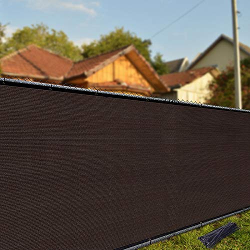 iCover 4x50ft Privacy Screen Fence, Outdoor Fencing Panels, Garden Windscreen Mesh Shade Sail Net Barrier, Include Reinforced Bindings and Brass Grommets Cable Zip Ties, Brown - color: Brown, size: 4x50ft