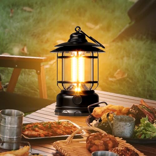 Retor LED Camping Lanterns 1500 LM Step-Less Dimming, Lightweight Battery Powered USB Rechargeable Flashlight Survival Kits Home Garden Camping Emergency Outages Hiking Light (Black 1 Pack) - color: 1 Pack Black