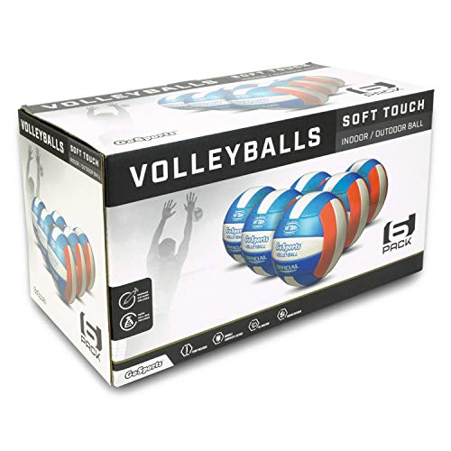 GoSports Soft Touch Recreational Volleyballs - Single or 6 Pack - Regulation Size for Indoor or Outdoor Play - Includes Ball Pump - color: 6 Pack