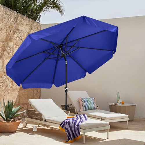 MASTERCANOPY Valance Patio Umbrella for Outdoor Table Market -8 Ribs (9ft, Blue)