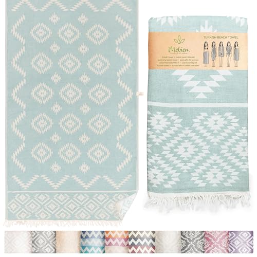 Turkish Beach Towel (35”x67”) – 100% Cotton, Quick Dry, Lightweight, Oversized Beach Towel for Pool & Travel - Pastel Teal Color - color: Vintage Teal