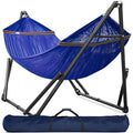 Tranquillo Universal Hammock 600 lbs Capacity, Instant 20s Foldable Hammock Stand, 3-Year Warranty Hammock with Stand, 2 Person Camping Hammock Revolutionary Portable, No Screws, Premium, Blue - color: 1. Blue
