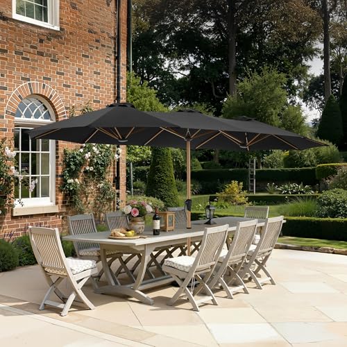 SUPERJARE 13FT Outdoor Umbrella for Patio, Double sided Pool Umbrellas with Fade Resistant Canopy, Large Table Umbrella for Deck, Market, Backyard - Black - color: Black, size: 13FT