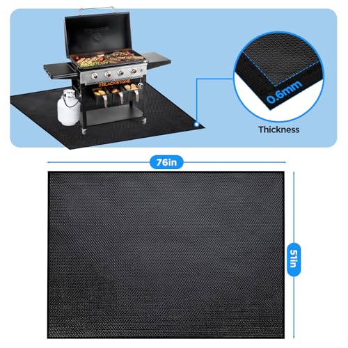 Large 76x52 inches Under Grill Mat for Outdoor Grill,Double-Sided Fireproof Grill Pad for Fire Pit,Indoor Fireplace Mat Fire Pit Mat,Oil-Proof Waterproof BBQ Protector for Deck and Patio - size: 76x52in(0.6mm)