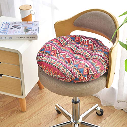 vctops Bohemian Soft Round Chair Pad Garden Patio Home Kitchen Office Seat Cushion Red Diameter 20" - color: Red, style: Diameter 20 Inch