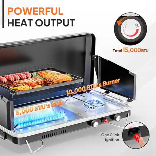 ROVSUN 2-in-1 Portable Camping Stove with Grill