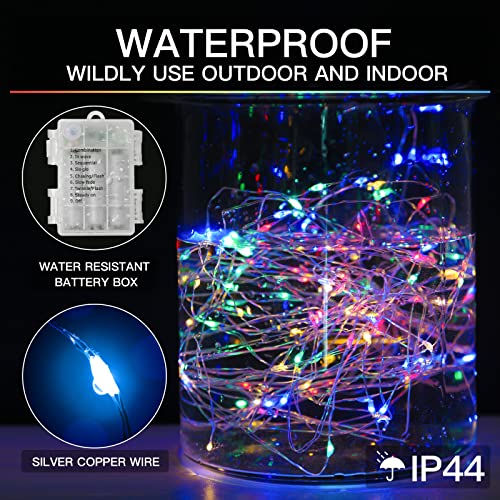 suddus 33ft 100 LED Outdoor String Lights, Multi Color Fairy Lights Battery Operated with Remote, Led Twinkle Lights for Bedroom, Backyard, Wedding, Tree, Mason Jar, Wall, Centerpiece, Christmas - color: Multicolor, size: 100LED