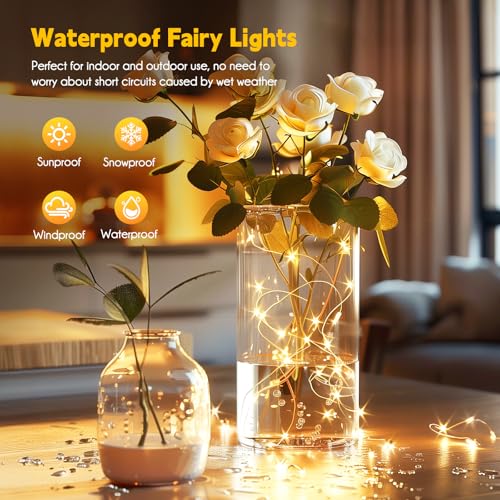 Minetom 66 Feet 200 LEDs USB Fairy String Lights with Remote, Copper Wire Starry Lights for Bedroom Wall Ceiling Christmas Tree Wreath Craft Wedding Party Decoration, Warm White - color: Warm White, size: 2Pack - 200 LEDs
