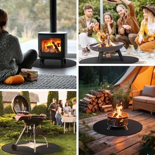 24inch Fire Pit Mat, Round Under Grill Blanket for Outdoor Grill, Fireproof Mat, Oil Proof Waterproof Under Floor BBQ Accessories Protector for Solo Stove Accessories - size: 24inch