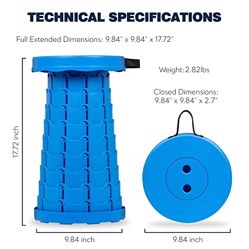 Collapsible Stool With 3-in-1 Cushioned Carry Case, 400lbs Max Weight, Lightweight Portable Retractable Foldable Telescoping Camping Stool for Adults Outdoor Fishing Hiking Travel BBQ - color: Blue, size: 1 Pack Stool with Carry Case