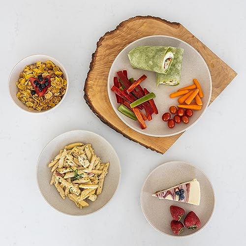 Grow Forward 16-piece Premium Wheat Straw Dinnerware Sets for 4 - Unbreakable Dishwasher & Microwave Safe Plastic Plates and Bowls Sets - Patio, Outdoors, RV, Camping Dishes - Sahara - color: Sahara Beige