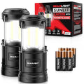GearLight Camping Lantern - 2 Portable LED Battery Powered Lantern with Magnetic Base and Foldable Hook for Emergency Use or Campsites, Essential Hurricane Survival Kit with Batteries - Black - color: Black (Battery Powered)
