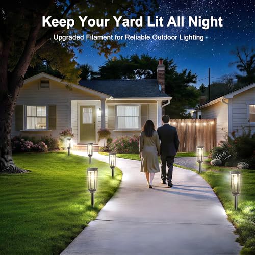 Solar Pathway Lights Outdoor Waterproof IP65, 12 Pack Cool White Solar Walkway Lights, Auto On/Off Outdoor Light for Lawn Garden Patio Driveway Decor Landscape Lighting - color: Cool Light, size: 12 Pack