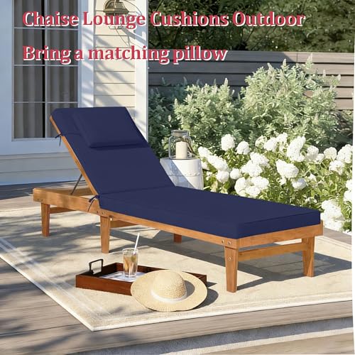 Chaise Lounge Cushions Outdoor 72x21x4 Inch, Patio Lounger Chair Cushion with Removable Cover, Fade Resistant Replacement Pad for Outdoor Furniture (Navy Blue, 72x21x4 inch) - color: Navy Blue