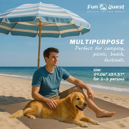 Picnic Blanket Waterproof – Packable Sand Proof Beach Blanket (0.42lb/0.66lb), Compact & Foldable, Fits in Pocket with Integrated Stakes, Ideal for Camping, Hiking, Travel, Concert, Festival - size: Coffee Puppy 82.68" x 59.06" for 3-4 persons