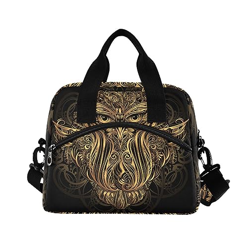 Mascot Owl Insulated Lunch Bag Reusable Lunch Tote Bag Cooler Bag for Women Men Adult Lunch Box with Adjustable Shoulder Strap Leakproof Lunch Bag for Work Picnic Camping - color: Mascot Owl