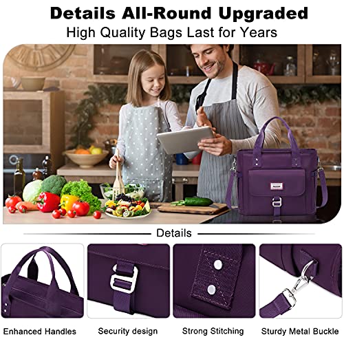 Weitars Lunch Bag for Women Work,Insulated Lunch Box Extra Large Lunch Tote Bag,Wide-Open Tote Cooler Bag With Removable Shoulder Strap with Side Pocket,Lunchbag For Picnic Hiking Beach - color: Purple