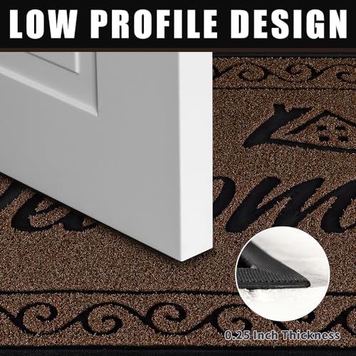 Yimobra Welcome Mat, Heavy Duty Sturdy Door Mats for Home Entrance Outdoor Indoor, Front Doormat for Outside Patio Floor Entry Porch Garage Office, Waterproof, Low Profile, 36x24, Coffee - color: Coffee, size: 36x24 Inch
