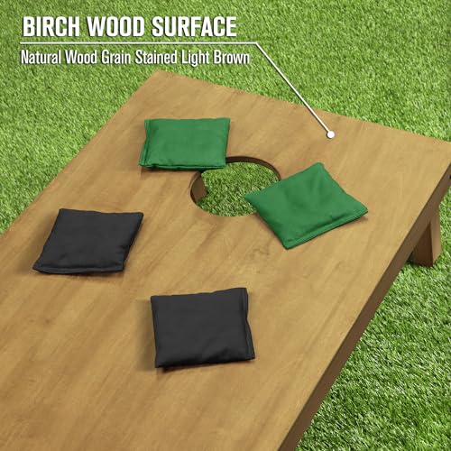 GoSports 4 ft x 2 ft Regulation Size Wooden Cornhole Boards Set with Light Brown Finish - Includes Carrying Case and Bean Bags - color: Black & Dark Green, size: 4 ft x 2 ft
