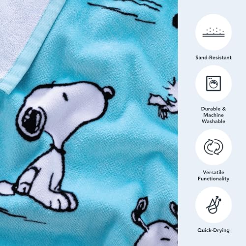Berkshire Peanuts® Snoopy Beach Towel — 100% Cotton Pool & Beach Towel, Absorbent, Quick-Drying & Sand-Free, 36'' × 72'', Poses and Paws - color: Poses and Paws