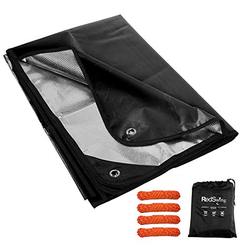 RedSwing Heavy Duty Reflective Survival Space Blanket, Multipurpose Emergency Thermal Blanket for All Weather, Black - color: Silver Black