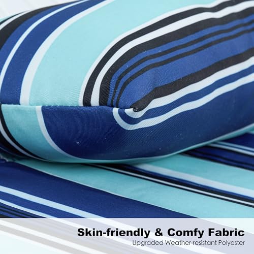 GAFETE 2 Person Hammock with Stand for Outside, Heavy Duty Steel Stand, Double 55inch Hammocks, Large Removable Pillow, Storage Bags, Max 475 lbs Capacity (Pacific Stripe Blue) - color: Pacific Stripe Blue