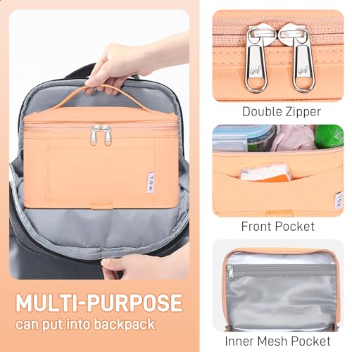 NOL Natural Organic Lifestyle Small Lunch Bag Mini Lunch Box Insulated Lunch Bag for Men/Women Leakproof Cooler Tote Bag Lightweight Nylon Waterproof Lunch Box For Work, Orange-1 - color: Orange-1, size: Medium(5 Liters)