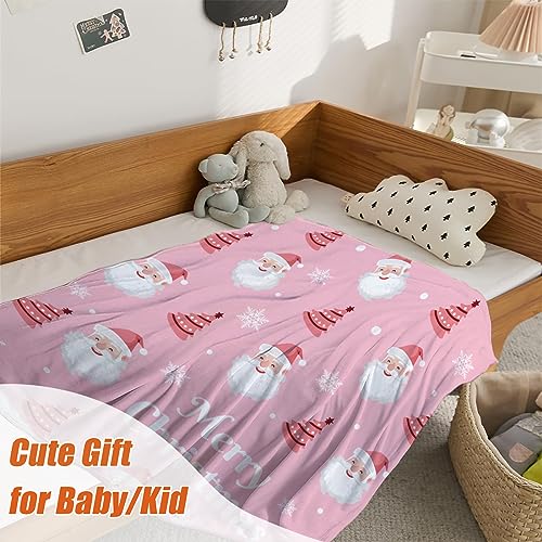 YeeJu Christmas Throw Blanket Kids Small Pink Santa Claus Blanket for Girls Boys Child Baby Bed Soft Lightweight Fuzzy Plush Fleece Blankets and Throws Xmas Winter Holiday Blanket 40x50 - color: Chrsitmas-06, size: 40"x50"