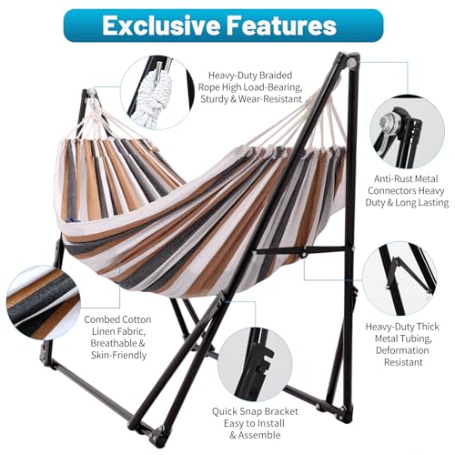 Hammock with Foldable Steel Stand,Frabic Tension Adjustable Indoor,Carrying Bag Included, 616 lbs Weight Capacity, Portable Suitable for Outside Garden Yard Outdoor Inhouse Yellow - color: Yellow