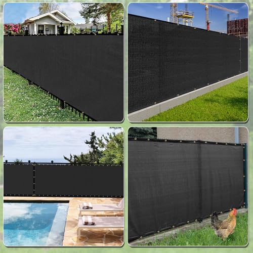 Privacy Fence Screen,with Gloves, 8X50FT Heavy Duty 220GSM 98% Blockage Privacy Screen Fence for Outdoor Wall Garden Yard Backyard (Black) - color: Black, size: 8x50 Ft