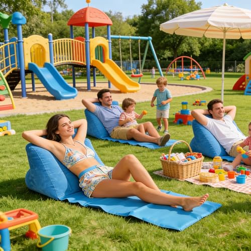 Inflatable Couch, Flocked Backrest Sun Bath, Foldable Blow Up Sofa Mat, Portable Air Lounger Function, Quick Inflate Relax Chair Design, Inflatable Beach Mat for Camping Travel Pool Water Summer Rest