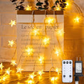 Minetom Star String Lights Plug in - 66 ft 200 LED Star Fairy String Lights with Remote and Timer, 8 Modes Waterproof for Bedroom Tent Loft Bed Window Backyard Patio Porch Balcony Party, Warm White - color: Warm White - 66ft