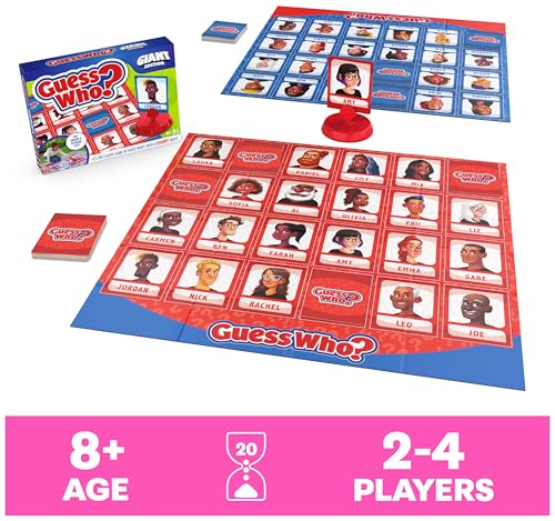 Spin Master Games, Guess Who? Giant Edition, Family Game for Indoor & Outdoor Fun with Big Oversized Board, for Family and Kids, 2-4 Players, Ages 6 & Up - style: Giant Game - Guess Who?