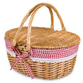Wicker Picnic Basket with Lid and Handle Sturdy Woven Body with Washable Plaids Liner,Red - color: Red Check