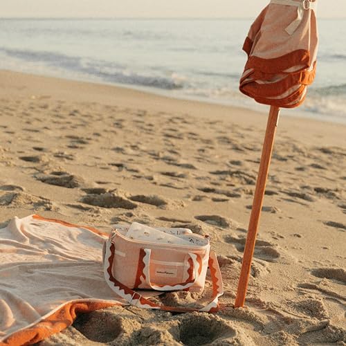 Business & Pleasure Co. Premium Cooler Bag - 14L Vintage Lunch Bag for Beach Days & Picnics - Insulated Leakproof Lining - Rivie Pink - color: Rivie Pink