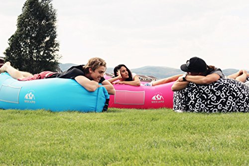 WEKAPO Inflatable Couch Air Lounger Chair - Camping & Beach Accessories, Portable Blow up Sofa for Hiking, Lawn, Indoor/Outdoor Movies & Music Festivals. Lightweight and Easy to Set Up Air Hammock - color: Pink