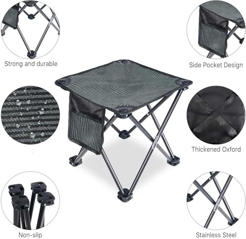 2 Pack Camping Stool Portable, 13.7 Inch Folding Stool for Outdoor Gardening, Fishing, BBQ, Hiking with Carry Bag(400 LBS Capacity) - size: 2 Piece