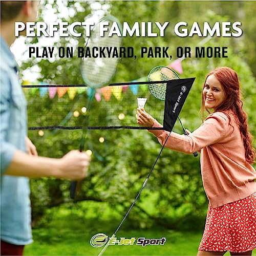 Badminton Net, Portable & Instant Setup (Tool Free Assembly) - Backyard Fun, Beach Park Picnic Outdoor Games, Green, 5.1 x 7.8Ft