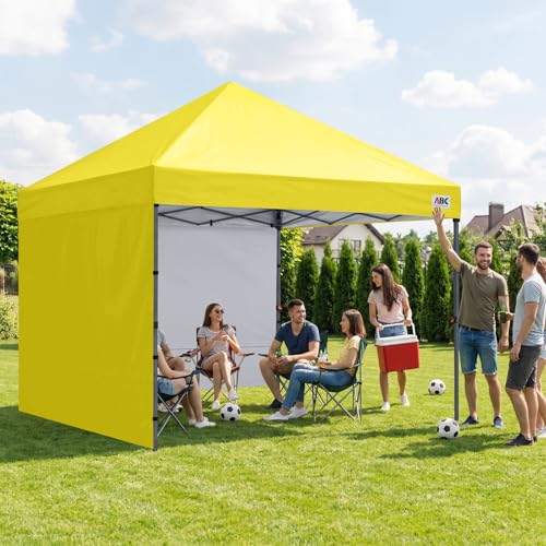ABCCANOPY Easy Pop up Canopy Tent with 2 Sidewalls for Outdoor Sun Blocking or Rain Protection,10x10, Yellow - color: Yellow, size: 10x10