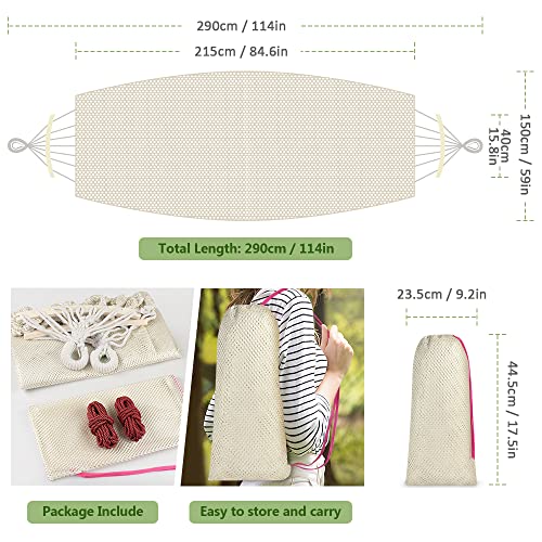 Outerman Camping Hammock,290 * 150cm(Max 550lb) Breathable Durable Portable Hammocks with Accessories, Perfect for Outdoor/Indoor Patio Backyard etc. - color: Beige