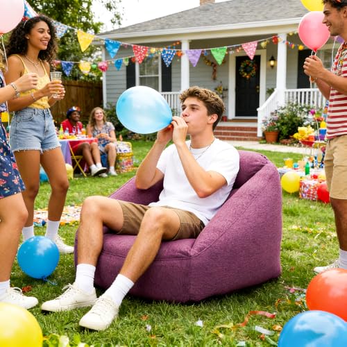 Inflatable Sofa Chair Portable Air Couch Camping Lounger with Air Pump for Home Outdoor Camping Travel (Purple) - color: Purple