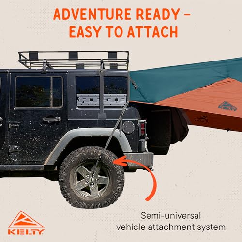 Kelty Waypoint Tarp, Reflecting Pond/Gingerbread, Semi-Universal Vehicle Mounting System, Enhanced Protection from The Elements, Single-Pole Design, Shark-Mouth Carry Bag for Easy Transport, & More - color: Pond/Gingerbread