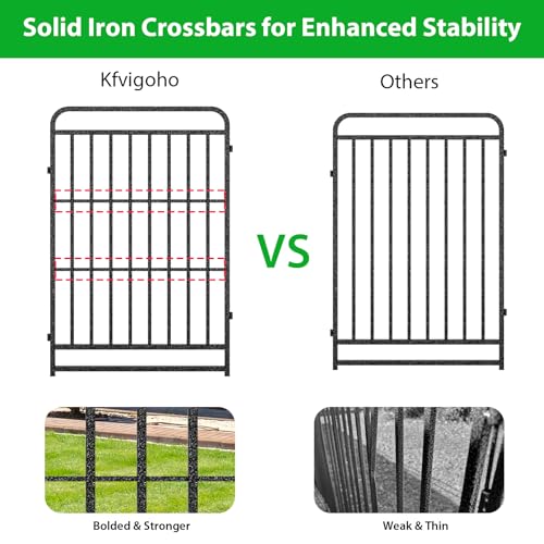 Kfvigoho Heavy Duty Dog Playpen: 32 Steel Panels 47" Height, Square Steel Pipe with Reinforced Crossbars, 71FT 406 Sq.ft Portable Fence for Yard RV Camping, Snowy Black - style: 27"W x 47"H
